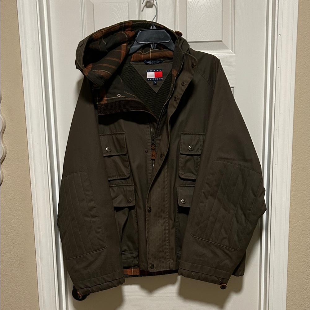 Tommy Hilfiger Men's Brown/Olive Green Military Jacket